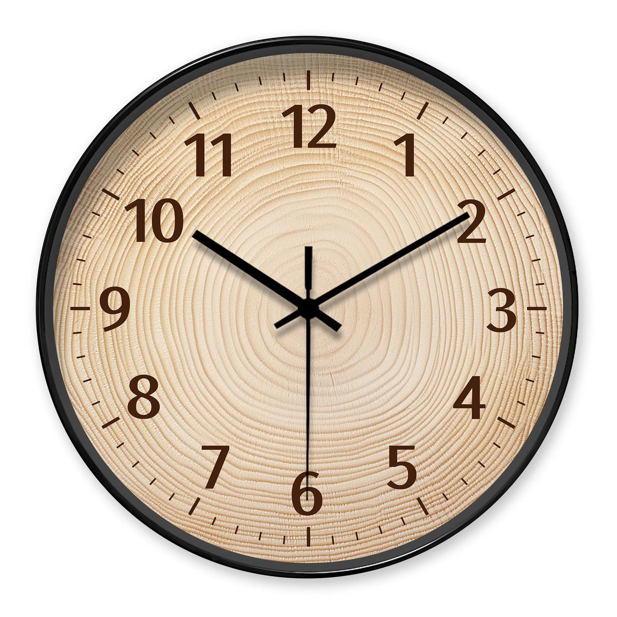 Orologio da parete rotondo in legno con decorazione a grana, albero - modello ad anello (batterie non incluse), 10-16 pollici
