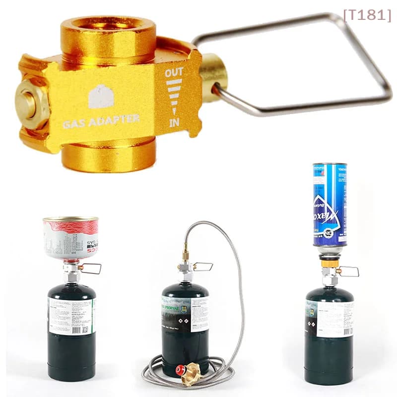 Conversion adapter for flat cylinder from camping Gas Saver Plus with gas converter and charging