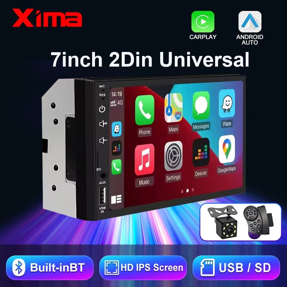 Autoradio 2Din 7 pollici Android Auto Carplay, lettore multimediale universale, autoradio doppio DIN, sistemi intelligenti per auto