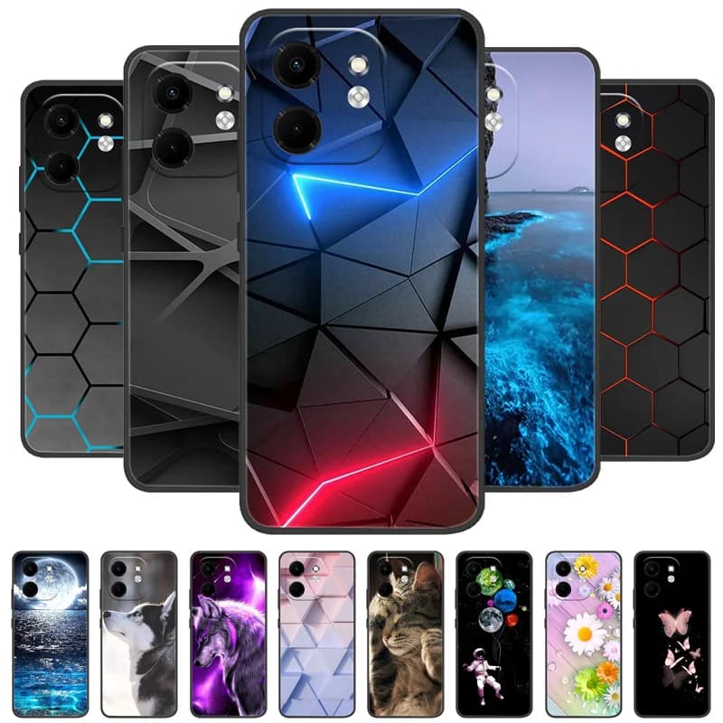 Per Infinix Smart 9 Custodia X6532 di Lusso Verniciato Del Telefono Della Copertura Posteriore Del Silicone Per Infinix Hot 50i X6531 Custodie Guscio Protettivo Smart9