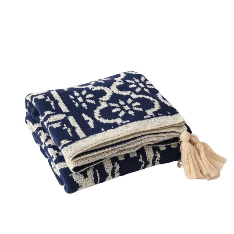 Coperta da tiro in maglia nordica di lusso | Copridivano per divano letto e ufficio | AC-Comfy Hotel e decorazioni per la casa | Coperta lavorata a maglia Insta-Worthy Accogliente