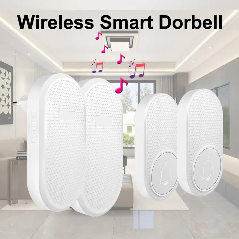 Campanello wireless intelligente 433 MHz 4 livelli di volume e carillon melody Allarme di emergenza per anziani Spina UE o USA opzionale (Bianco/Nero)
