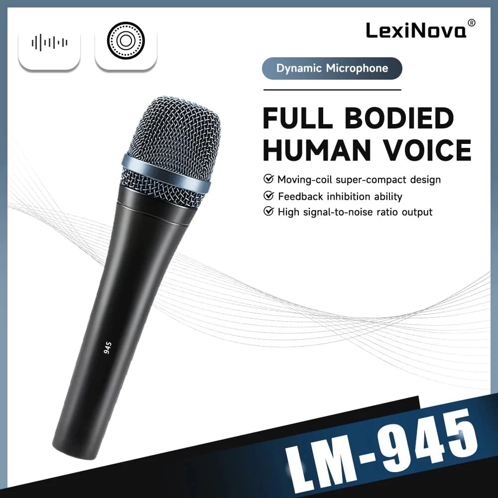 LM-945 Dynamic Wired Microphone Hypercardioid Portable Handheld Mic Live Singing Performance Professional Hanging Microphone