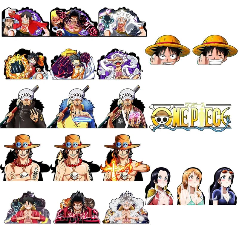 Adesivi 3D Sfumati Sportivi Serie One Piece - Collezione Completa di Accessori Anime Adatti per Auto, Notebook, ecc.