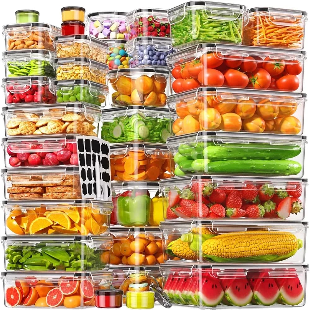 Contenitori ermetici per alimenti da 70 pezzi con coperchi, set senza BPA a prova di perdite per la preparazione dei pasti in cucina, cassaforte per microonde