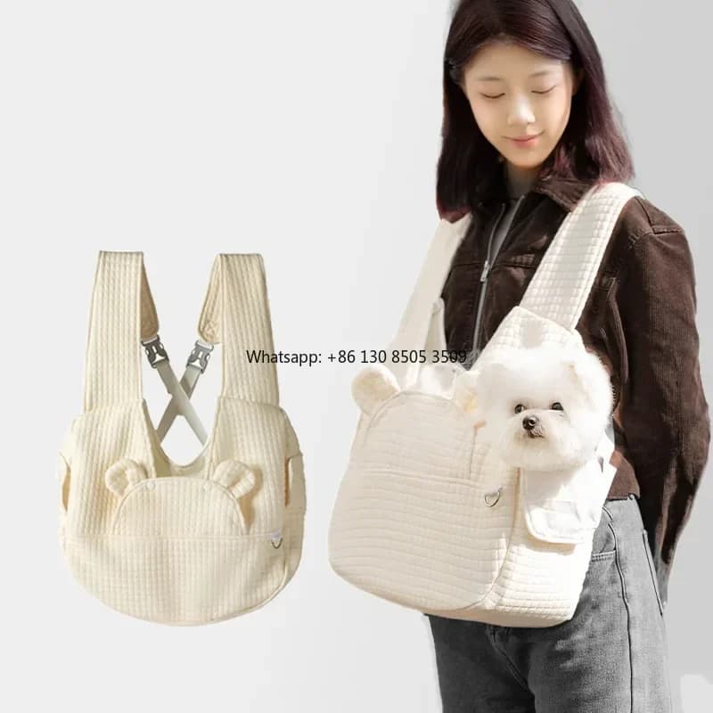 Large Capacity Portable Pet Carrier Backpack Comfortable Cotton Pet Travel Bag with Secure Snap Closure for Small Dog Cat