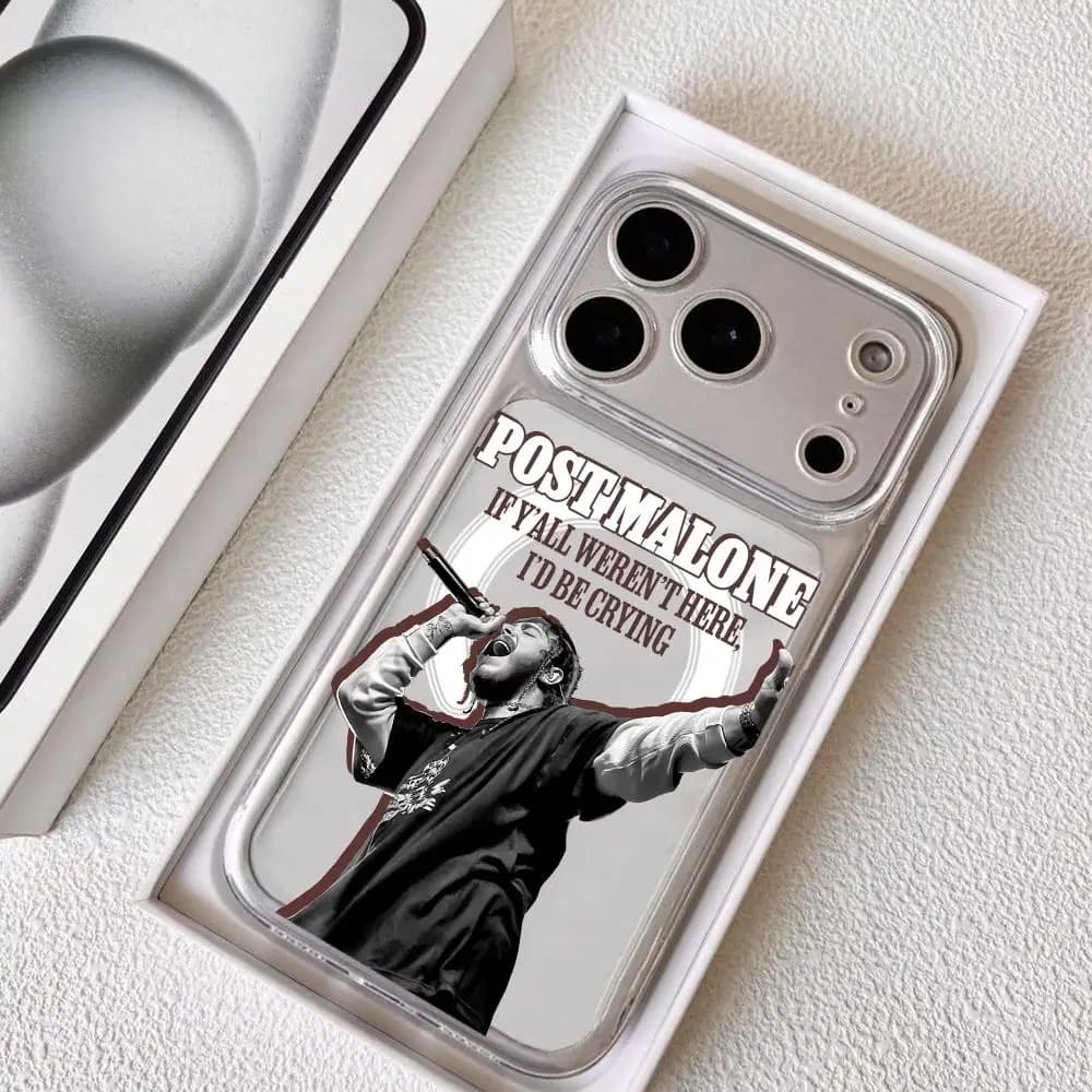 P-Post Malone Phone Case for iPhone 17 16 15 14 13 12 11 Pro Max Plus Clear Magnetic Shockproof Scratch-Resistant