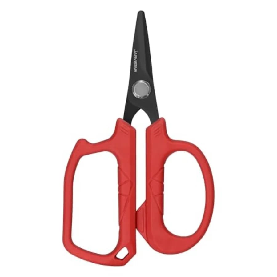 4.65" Fishing Scissors - Heavy Duty Line Cutter with Spring Clip Keychain, Dual Serrated Stainless Blades - Cuts Braided, Mono