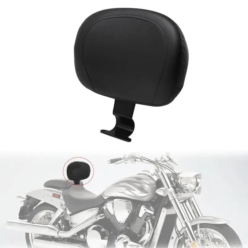 Moto Nero Driver Metallo + schienale in pelle Sissy Bar Schienale Sedile Schienale Sissy Bar Cuscino per Honda VTX 1800
