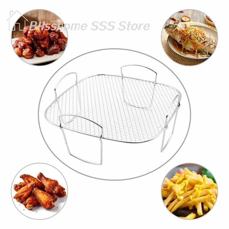 【S】Griglia Multifunzione per Friggitrice ad Aria, Essiccatore, Barbecue e Vaporiera - Utensili da Cucina per Friggitrice ad Aria