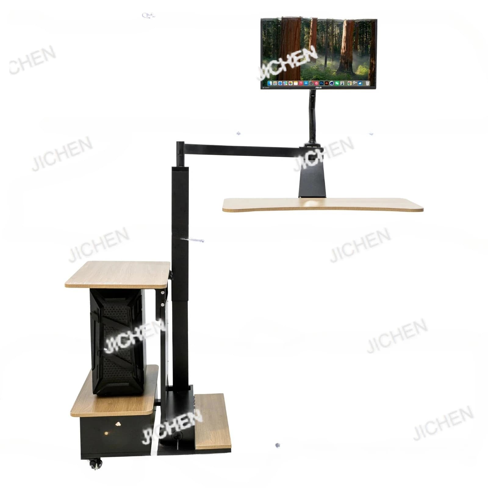 Tavolo elevatore elettrico, supporto per monitor, tavolo per computer e set di sedie