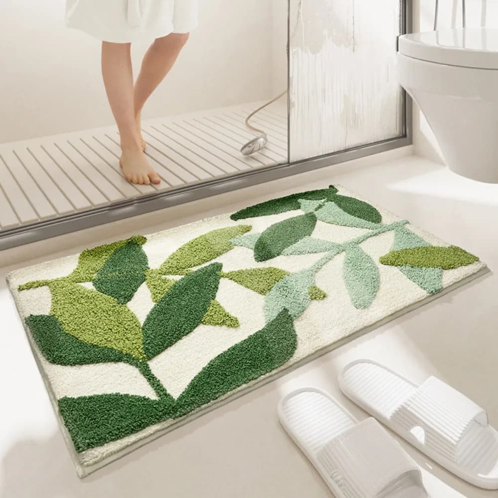 VIKAMA Bagno Antiscivolo Assorbente Tappeto Foglia Modello Morbida Pelle Amichevole Tappetino da Bagno Antiscivolo Facile da Pulire Decorazioni per la CasaTappeto