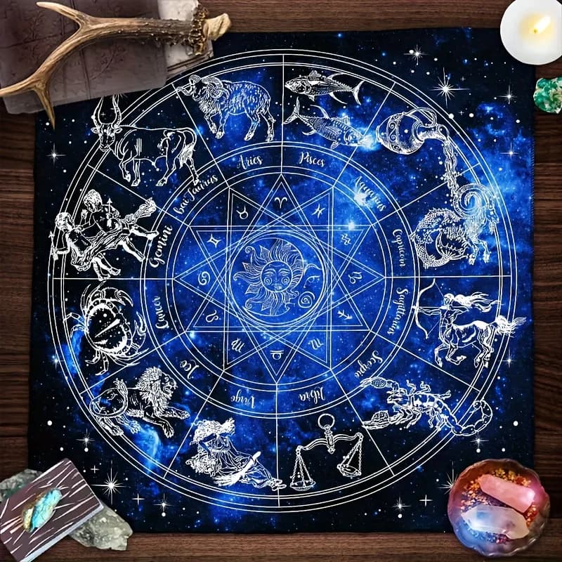 Tappeto per Altare VIKAMA Cielo Stellato Blu Universo, per Lettura Tarocchi, Cerimonia, Energia Spirituale, Magia Strega, Divinazione