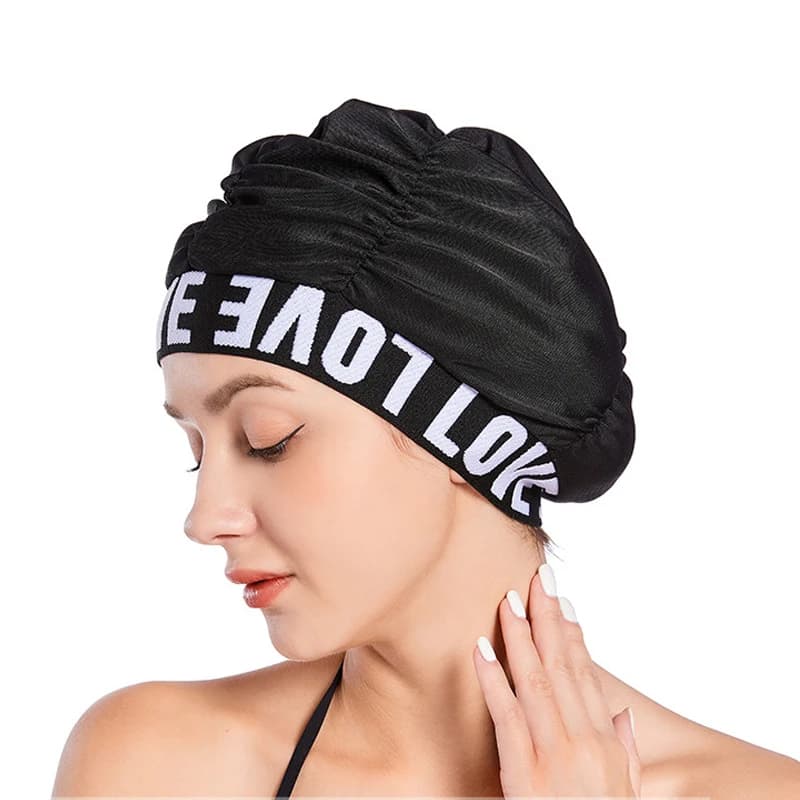 Love Printed Bathing Hat Adult Swim Pool Hot Spring Spa Comfortable Long Hair Ear Guards