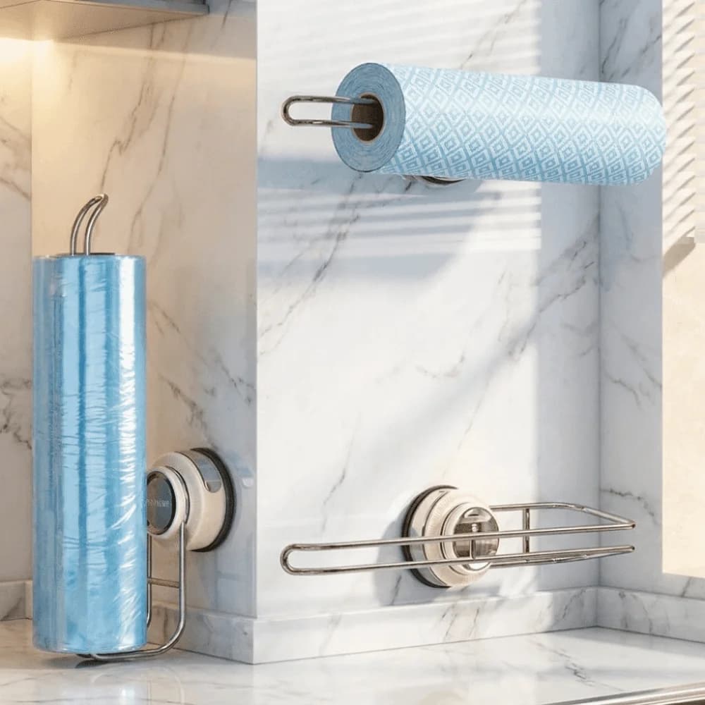 Stainless Steel Suction Cup Paper Towel Holder No Punch Removable Toilet Paper Holder Space Saving Wall Mounted