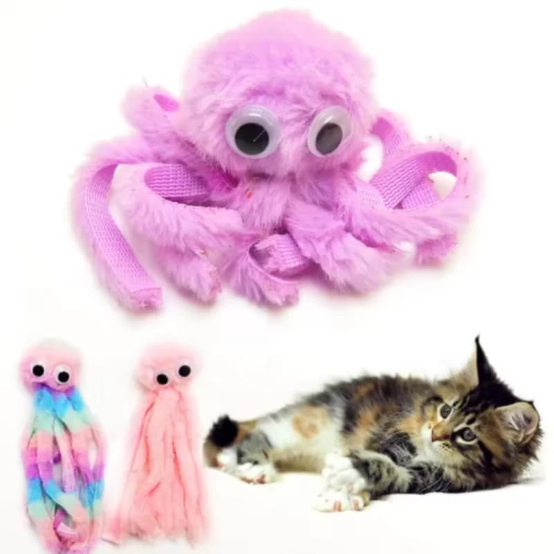 Giocattolo per gatti Simpatico polpo Peluche Denti resistenti ai morsi Gioco interattivo Forniture per animali domestici Giocattoli per cani per gatti Polpo Sollievo dal noia Giocattoli per gatti