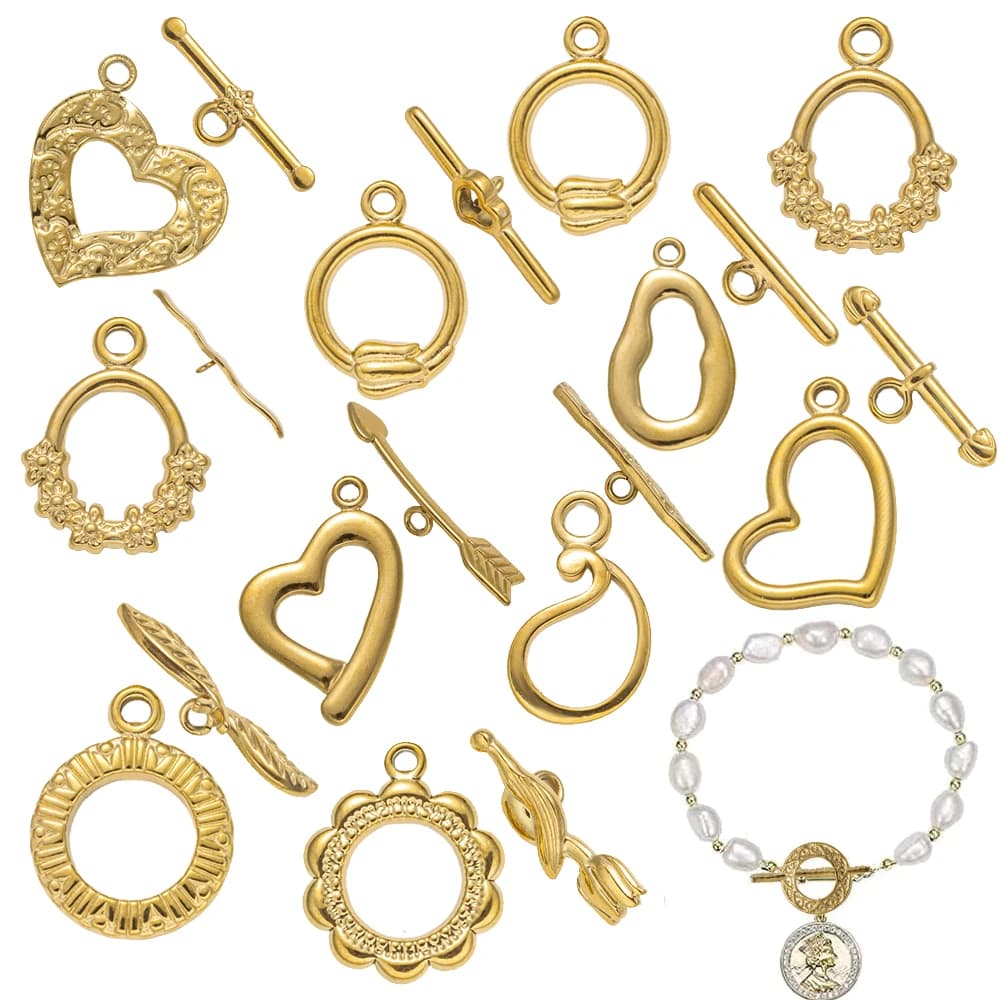 5 set of terminal connectors with ring fixing hook with stainless steel lever closure for jewelry creation with diy necklace bracelet