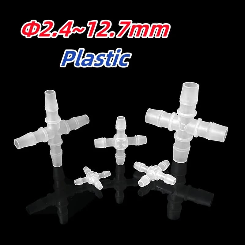Φ2.4~12.7mm Plastic Cross Connectors Garden irrigation Diameter equal to 4-way Joint Aquarium Tank Air Pump Flexible Hose Joints