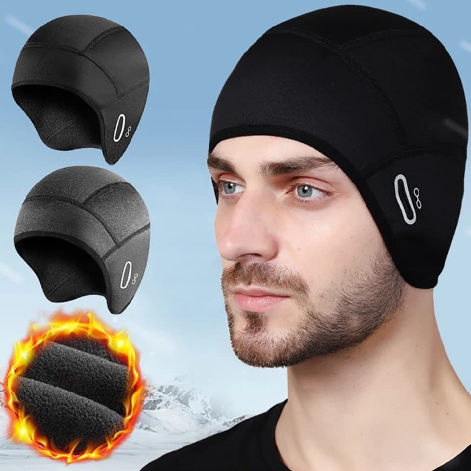 LOOGDEEL Berretto da ciclismo Casco invernale caldo Sport all'aria aperta Sci Motocicletta Cappello da bici con foro per occhiali Copricapo antivento