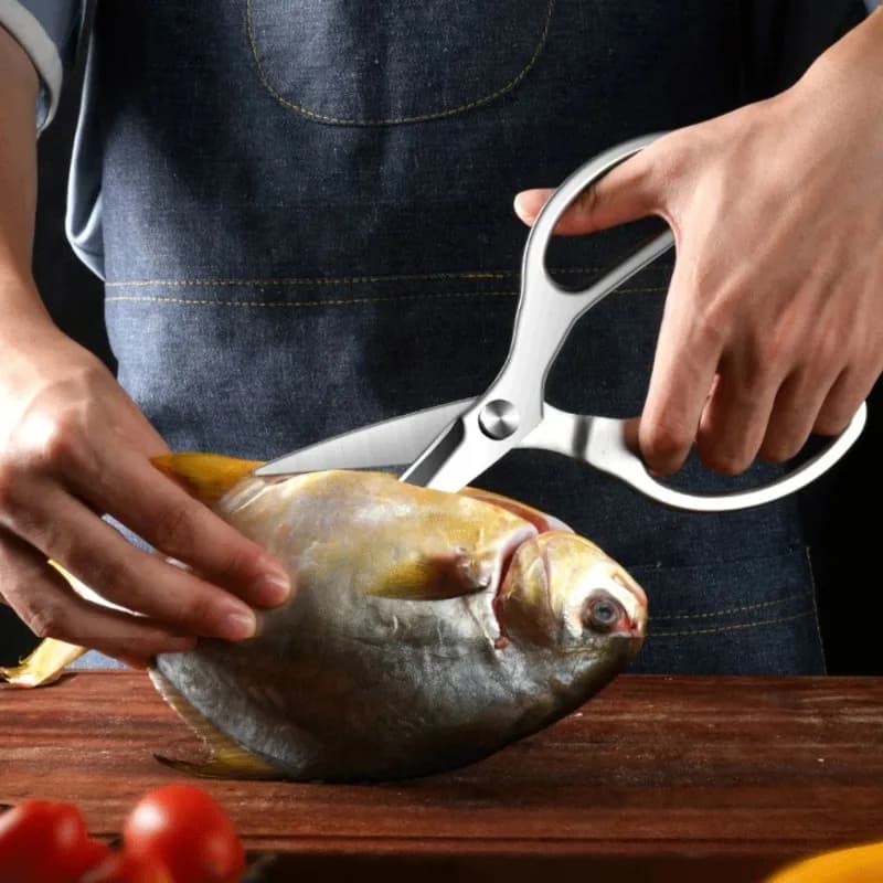 All-Steel Full Tang Kitchen Scissors Heavy Duty Chicken Bone Shears Automatic Rebound Sharp for Meat Fish Vegetable Kitchen Tool