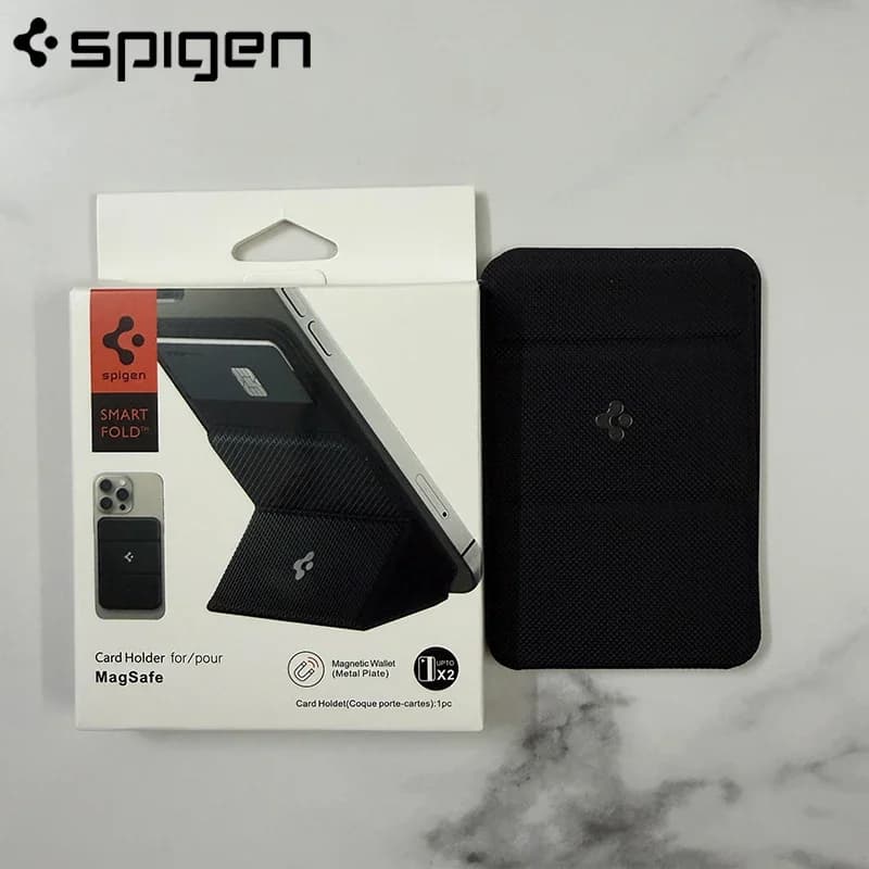 Original Spigen Magnetic Fold Holder Wallet Card Case For iphone 17 16 15 14 Pro Max For Magsafe With Box Kickstand Wallet Case
