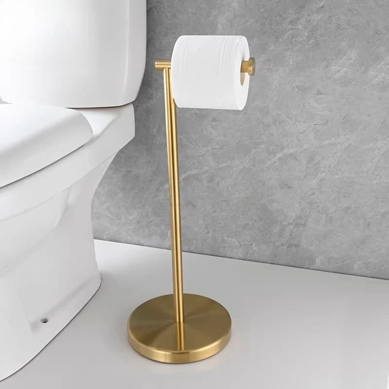 Dispenser per Carta Igienica da Pavimento in Acciaio Inox 304, Design Creativo con Base Rotonda, Organizzatore Moderno per Bagno e Hotel