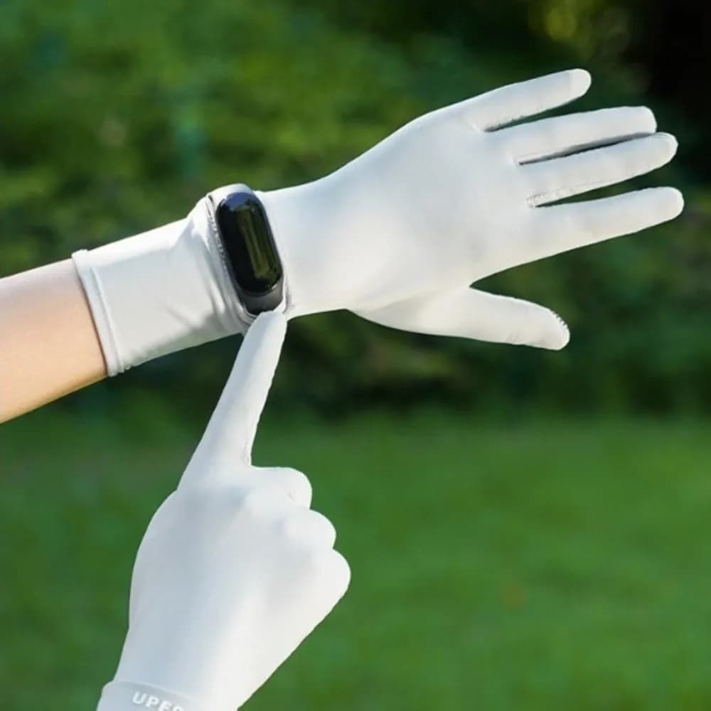 Summer Thin Fullfinger Sunscreen Gloves Ice Feeling Anti Slip Driving Gloves Extended Length UV Protection Cycling Gloves