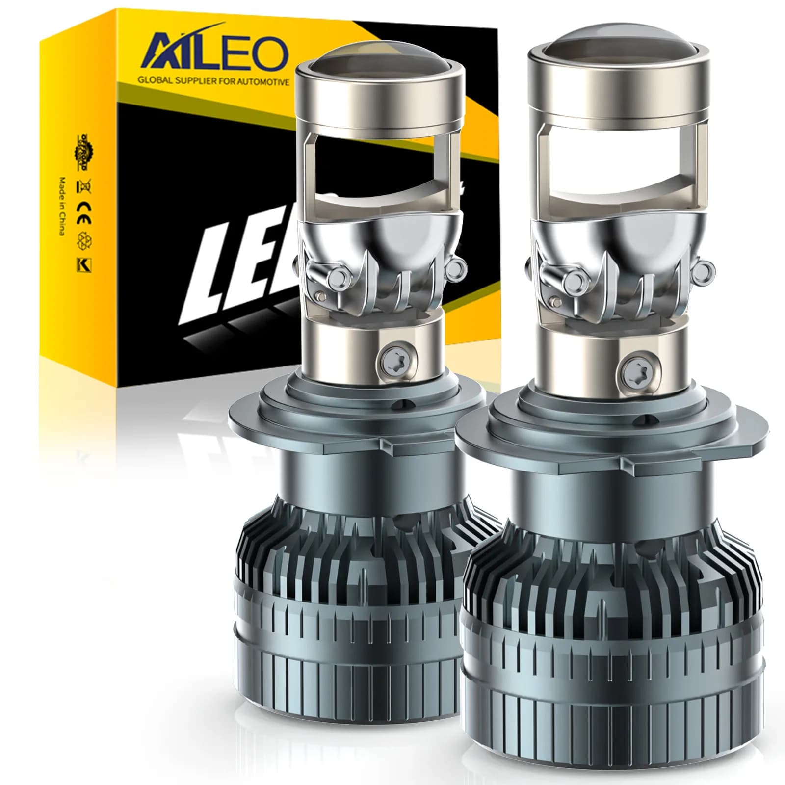 AILEO 2 pezzi H7 lampadine per fari a led con mini lente per proiettore Canbus 100000LM per auto moto 6000K lampade bianche fascio alto/basso