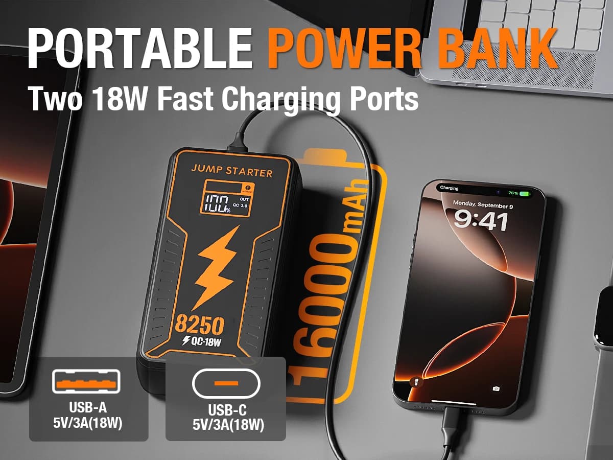 Batteria portatile multifunzione per impieghi gravosi da 12V 3400A 16000mAh