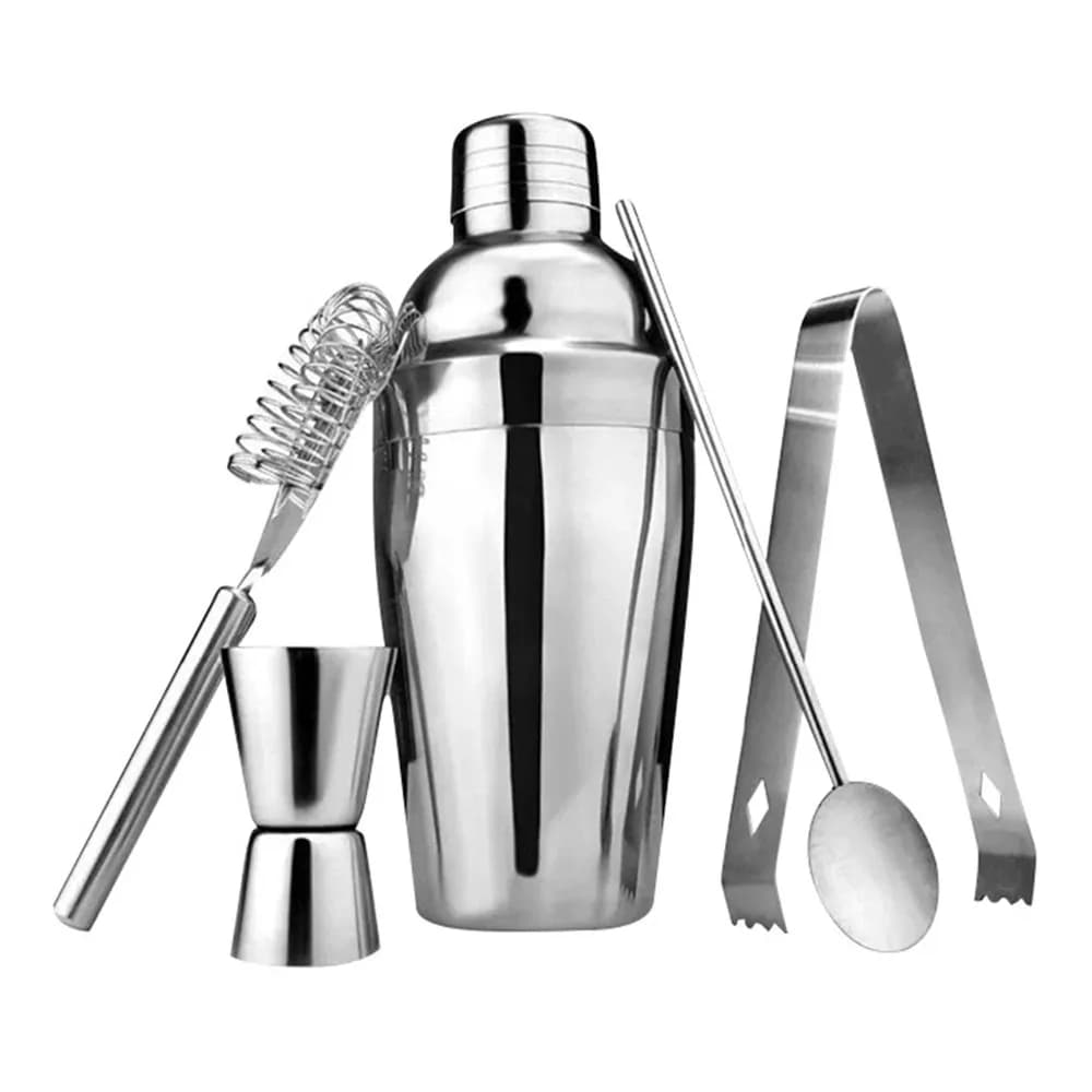 Professional Stainless Steel Cocktail Shaker Set Measuring Jigger Strainer Muddler Bartender Kit Mixology Tools Home