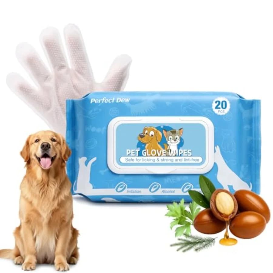 Salviette Guanto per Animali Domestici per Cani e Gatti, Salviette per la Toelettatura del Cane Senza Risciacquo, Senza Profumo, Ipoallergeniche, Deodoranti, Ultra Spesse per