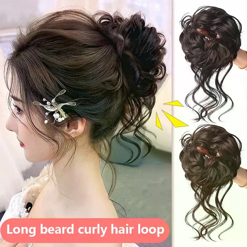 Chignon riccio sintetico Chignon con artiglio disordinato Clip Elastici per capelli Scrunchies Posticci Ciambella Updo Pezzi di capelli per le donne