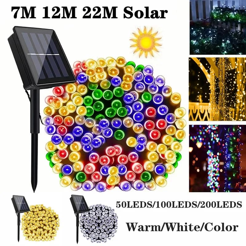 Luci a stringa LED ad energia solare 20 100 200 LED 8 modalità Decorazioni natalizie per esterni impermeabili con luci stellate