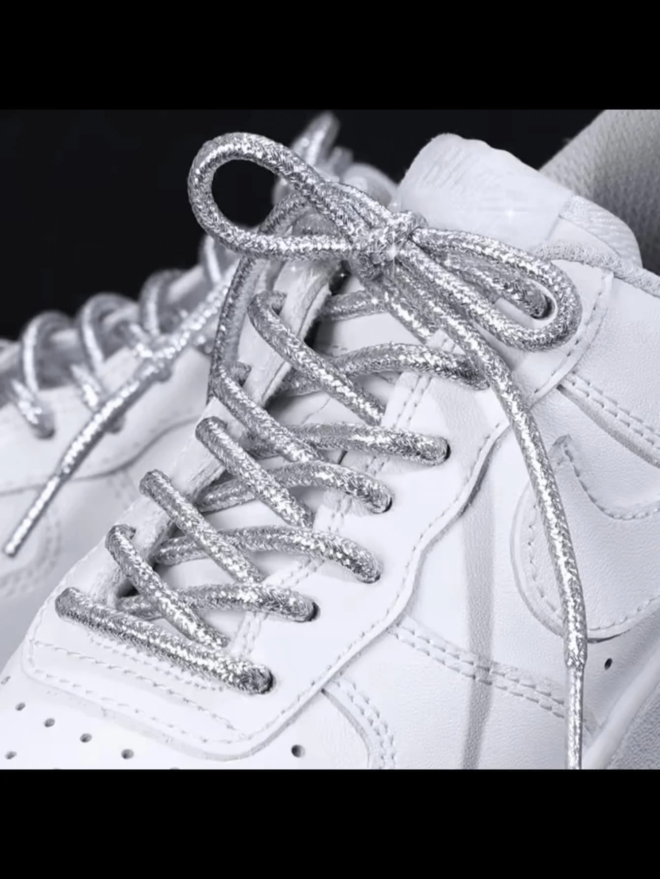 Lacci per scarpe rotondi argento lucido per sneakers unisex per adulti