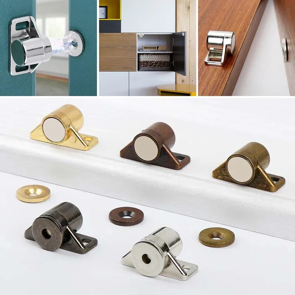 Fermo Magnetico per Ante di Armadi e Mobili, Chiusura Magnetica Forte 35.5x19mm in Lega di Zinco, Kit Hardware per Chiusura Magnetica