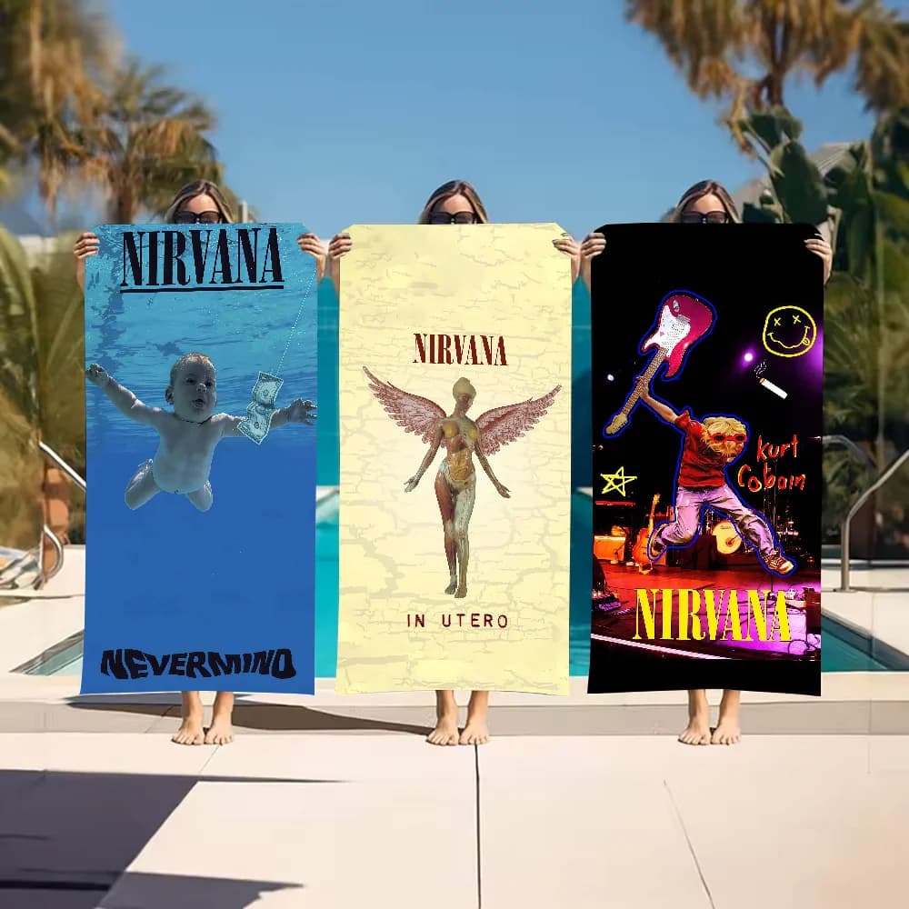 Asciugamano Band N-Nirvana-S, asciugamano sportivo ad asciugatura rapida, per viaggi, campeggio, resistente alla sabbia, morbido, leggero, grande, per la spiaggia