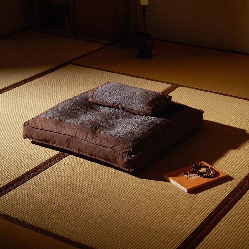 Meditation Cushion, Handwoven Rush Zafu Pillow Portable Breathable Floor Mat for Yoga Zen Temple & Home Practice