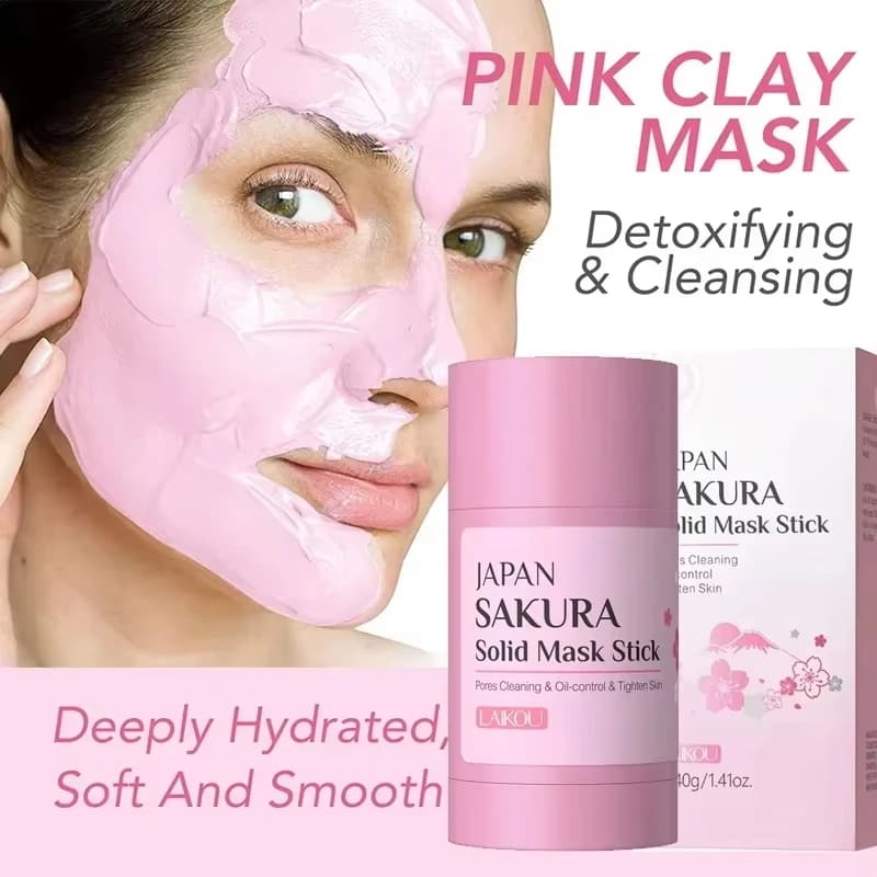 Maschera di Fango Sakura per Rimuovere Punti Neri e Acne, Restringere i Pori, Eliminare Brufoli, Pulizia Profonda, Controllo dell'Oleosità, Esfoliante e Idratante per la Cura della Pelle