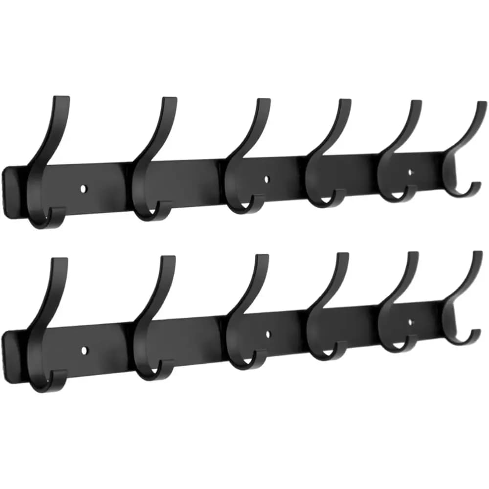 Appendiabiti da Parete, 6 Ganci per Cappotti o Giacche, Appendiabiti in Metallo a Doppio Gancio, Porta Cappotti con Ganci, Appendiabiti da Parete