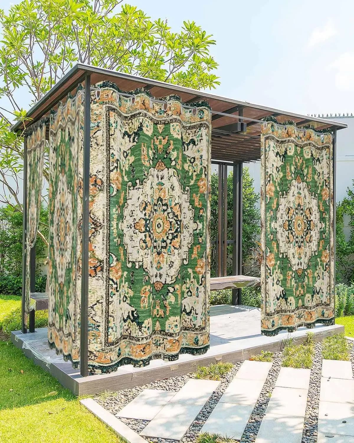 Tende da Esterno Impermeabili per Patio, Tende Oscuranti con Occhielli Antivento per Pergola Gazebo 2 Pannelli 54x84