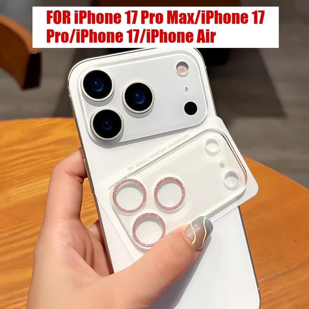 Nuova Protezione per Obiettivo Fotocamera con Glitter Luccicanti per iPhone 17 Pro Max Air 15 14 16 Pro Max 13 Mini Plus