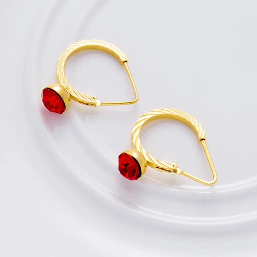 2 pezzi/medio oriente etiopia orecchini intarsiati con diamanti rossi Dubai gioielli moda donna etiopia regalo di nozze nuziale