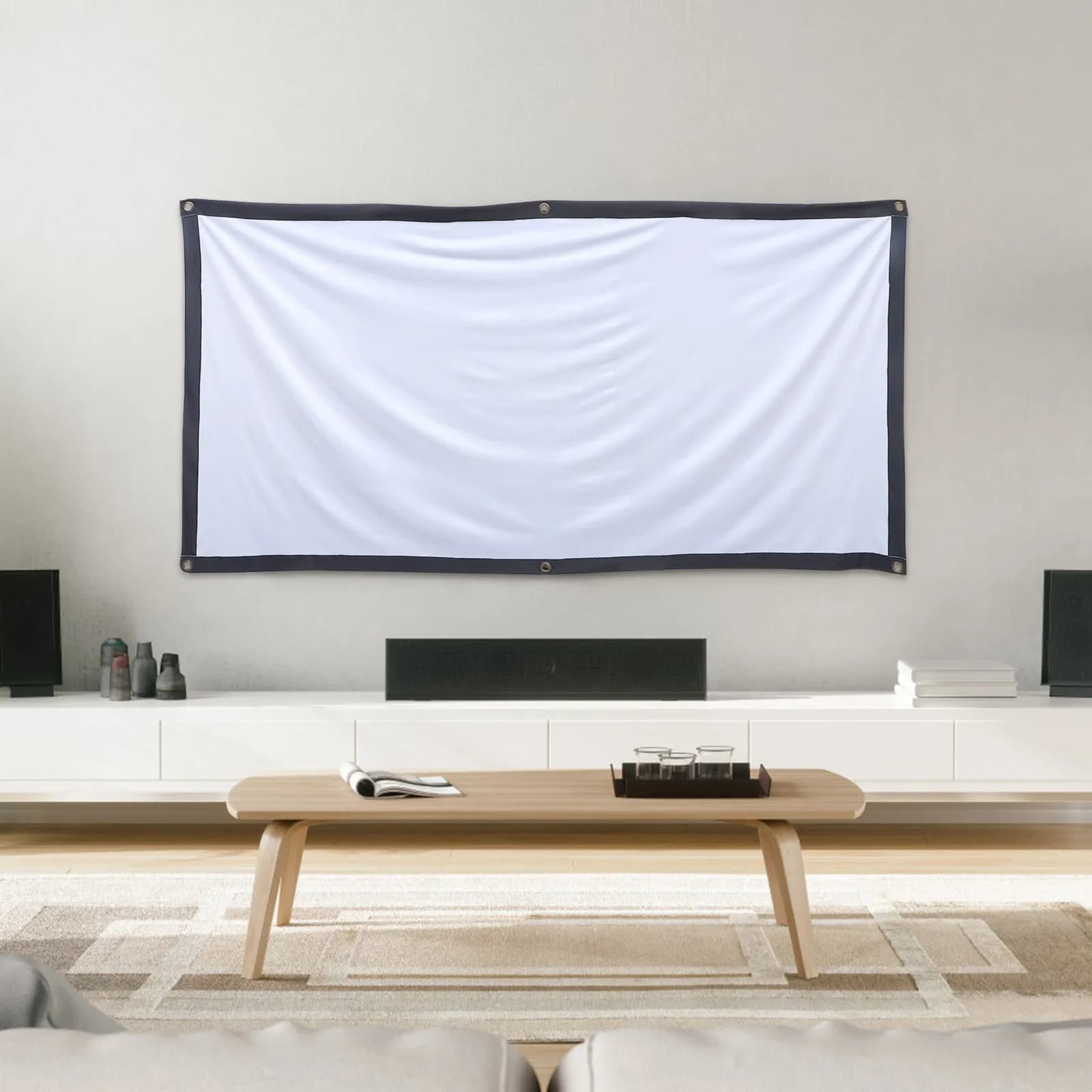 1Set Foldable Anti Crease Projector Screen 60 Inch 16:9 Portable Office School Conference Outdoor Movie Camping