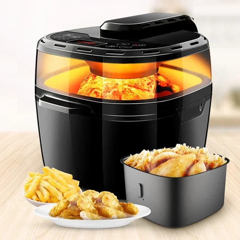 360 ° Touch screen LED electric air fryer for pizza oven machine with chicken wings