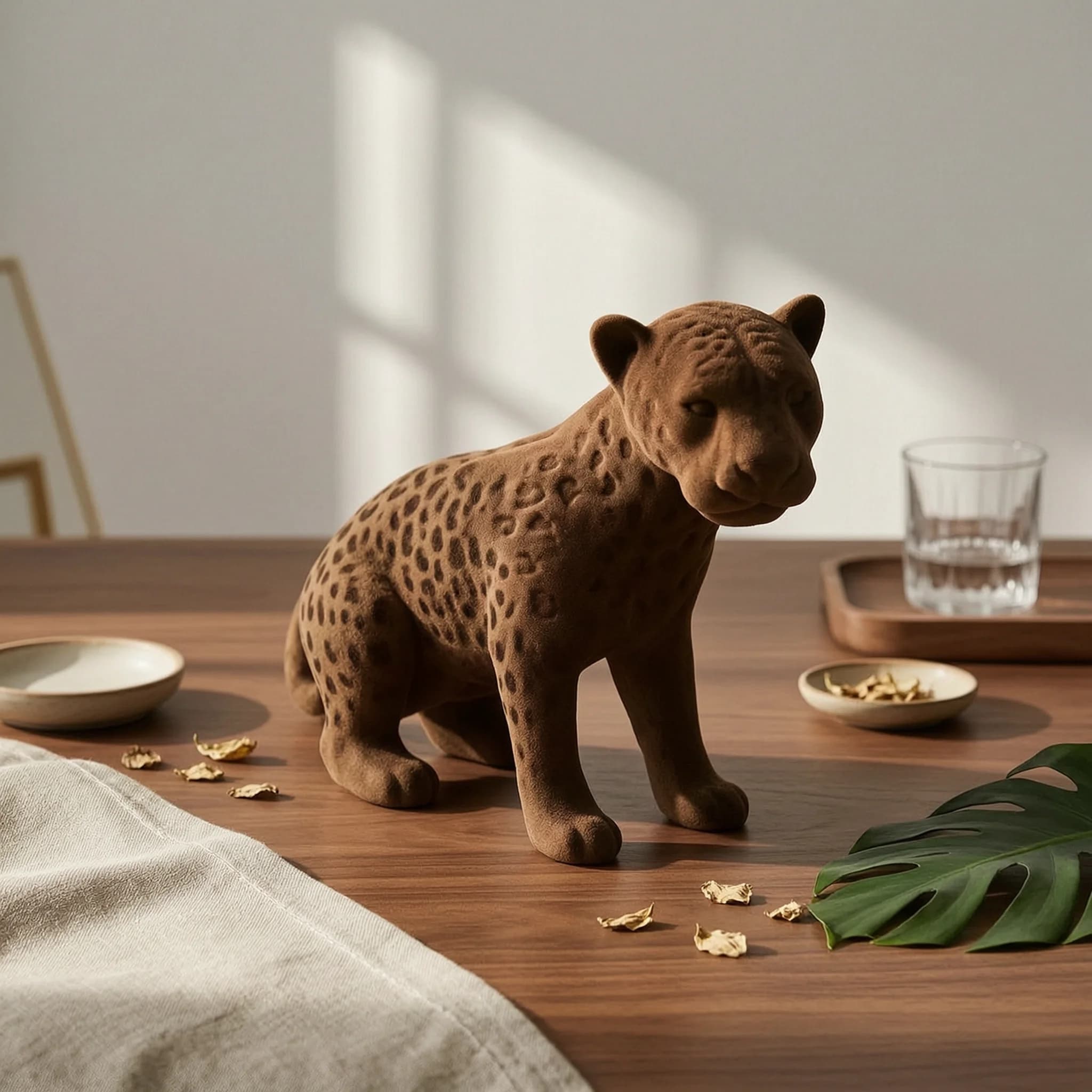 Panther Statue Matte Leopard Sculpture Cat Figurine Decorative Decor Minimalist for Living Room, Bookshelf