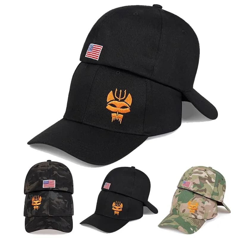 Berretti da baseball mimetici con ricamo lupo biforcato unisex Primavera e autunno Accessori per la caccia con protezione solare regolabile per esterni