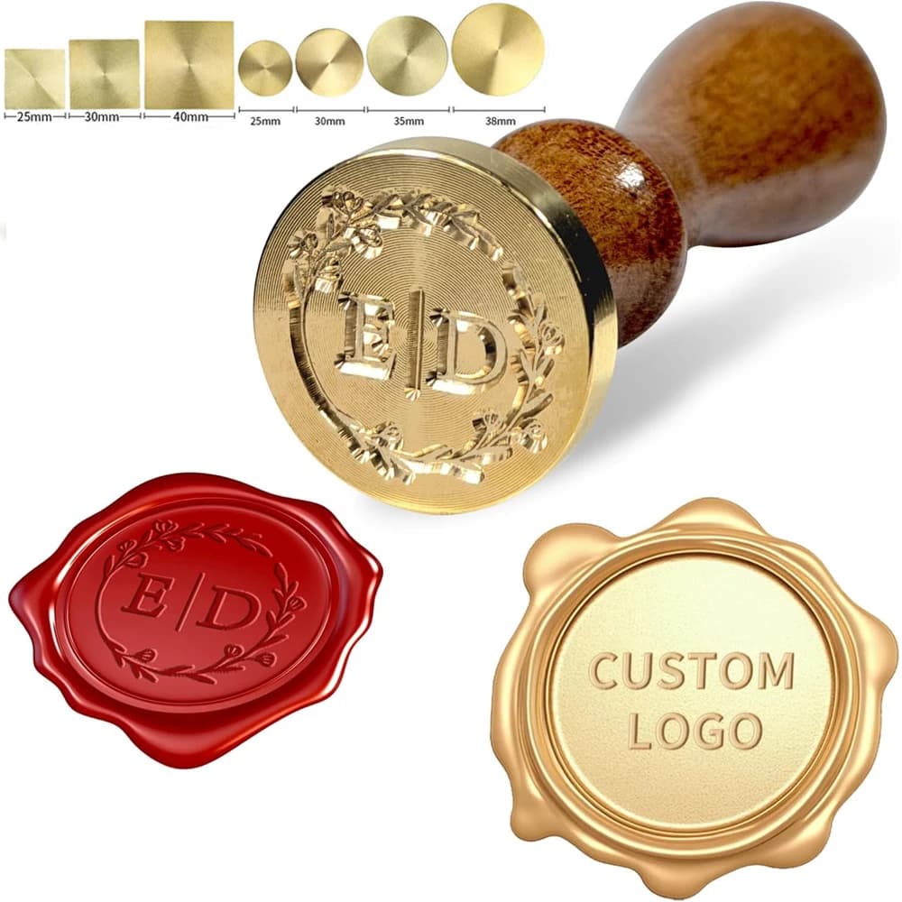 Custom Wax Seal Stamp, Personalised Wax Seal Stamp Kit with Letter Logo,25/30/40/50mm Round/Square Wax Sealing Head for Wedding