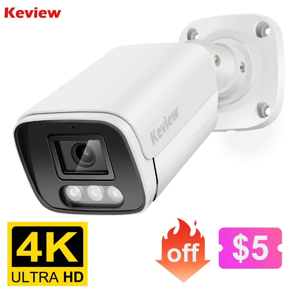 Telecamera Poe 4K Video sorveglianza IP Onvif Audio 48V POE o DC 12V 4MP 8MP Visione notturna Telecamera di sicurezza impermeabile per NVR