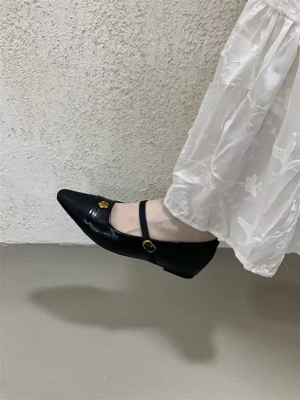 Women's PU Mary Janes Women's Shoes Spring Autumn Elegant Shoes With Black Buckle Moccassini Casual Streetwear Little Deep Women's Shoes
