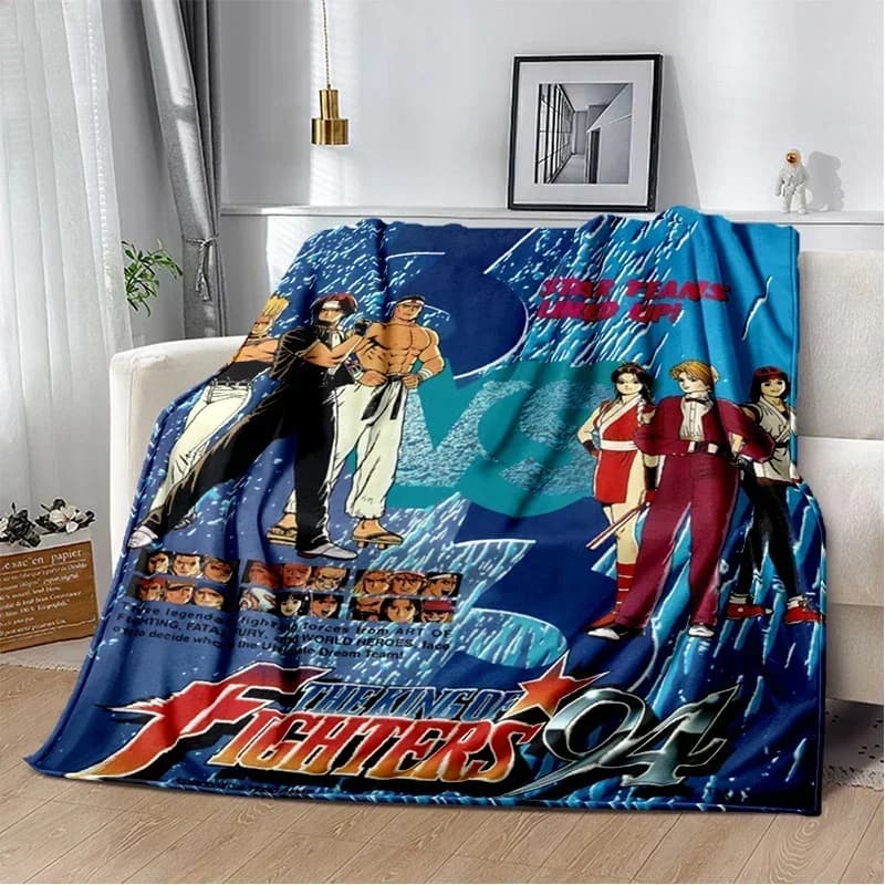 Coperta in flanella moderna sottile per divano letto, in morbido peluche, con stampa anime KOF, ideale per picnic, regalo